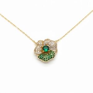 GREEN GOLD CZ FLORAL NECKLACE